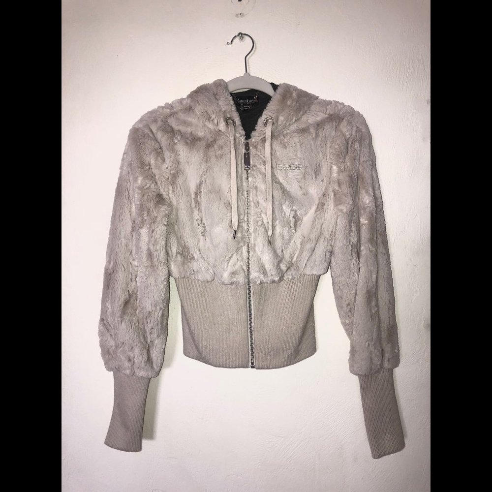 S Vintage Early 00's Bebe Cinched Waist Fur Hoodie